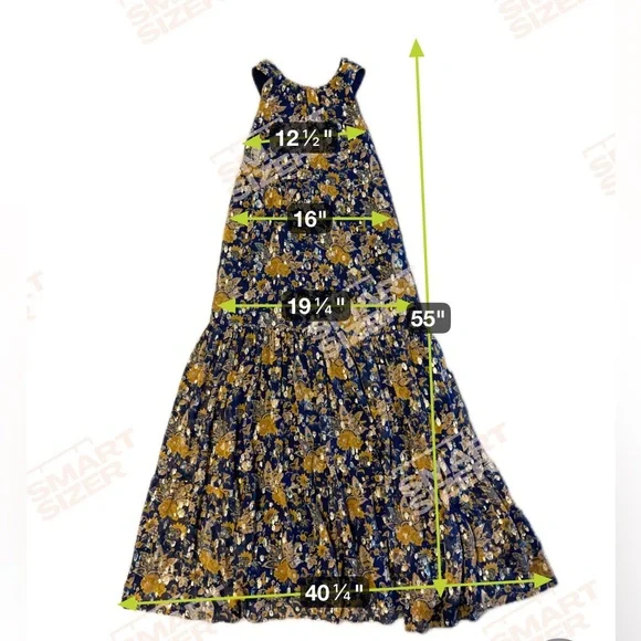 Sézane Titania Silk Maxi Dress Navy Gold Floral Open Back Size FR 34 / US 2 - Picture 12 of 13